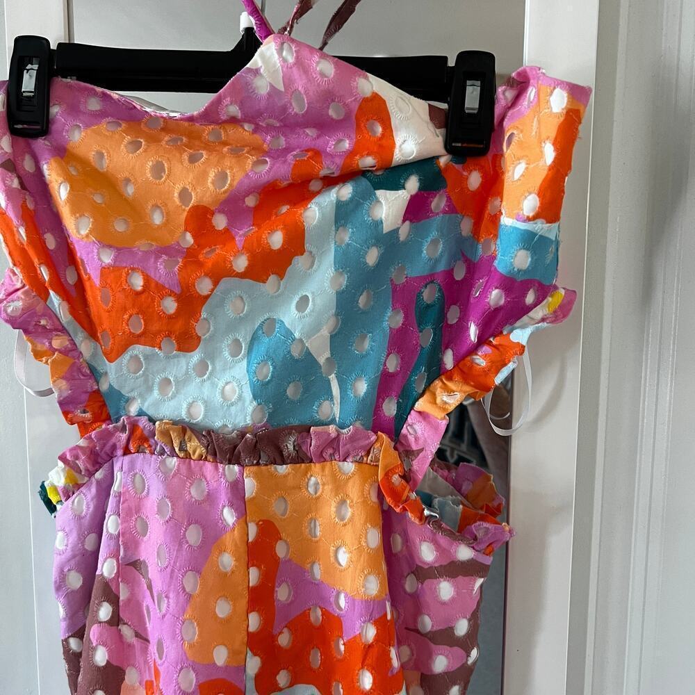 B1 NWT Anthropologie Hutch Printed Halter Romper Size 8 Color Pink Orange - Picture 4 of 7